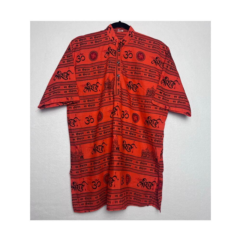 Men Kurta Handmade Casual Short Sleeve Shirt Size XXL T-Shirt Indian Bollywood